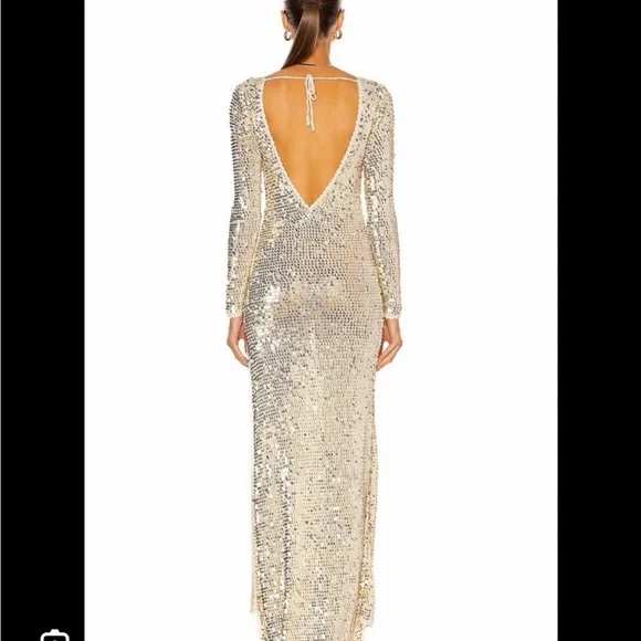 Retrofete Gold Sequin Long Sleeve Dress - Picture 2 of 7